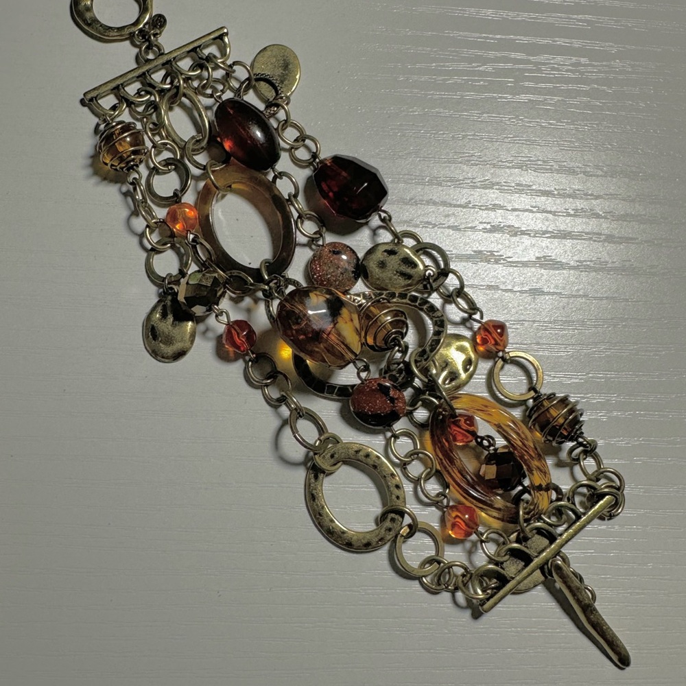 Premier Designs Gold and Brown Statement Bracelet